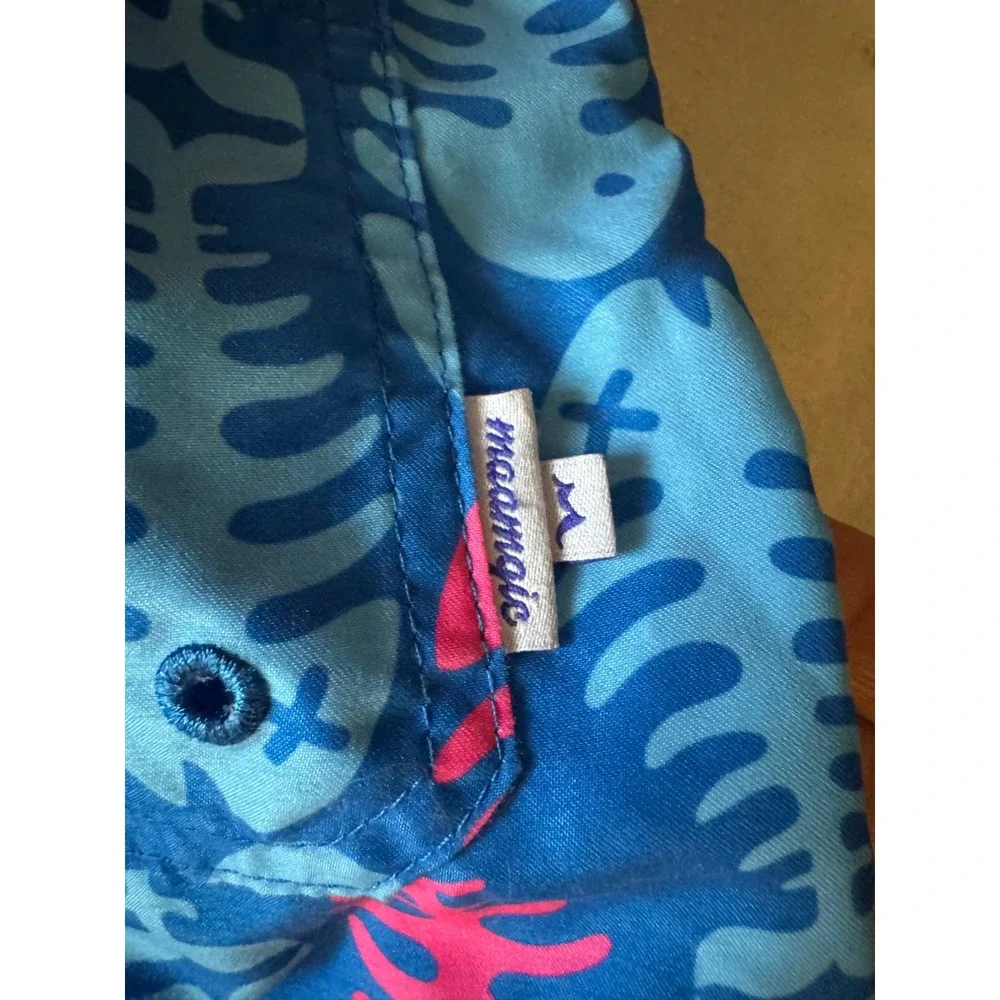 Maamgic Boys‎ Blue Pink Fish Bone Skeleton Swim Trunks Quick Dry Size 5/6